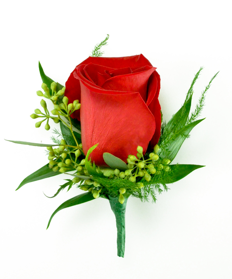 Rose Boutonniere - Includes Greenery & Lapel Magnet